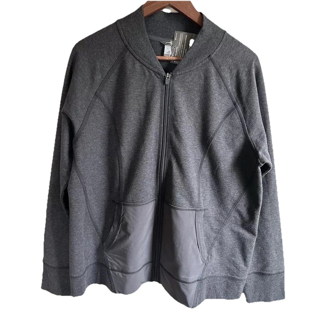 Eddie Bauer Summit Full Zip Sweatshirt Womens XL Gray Outdoor Hiking NWT